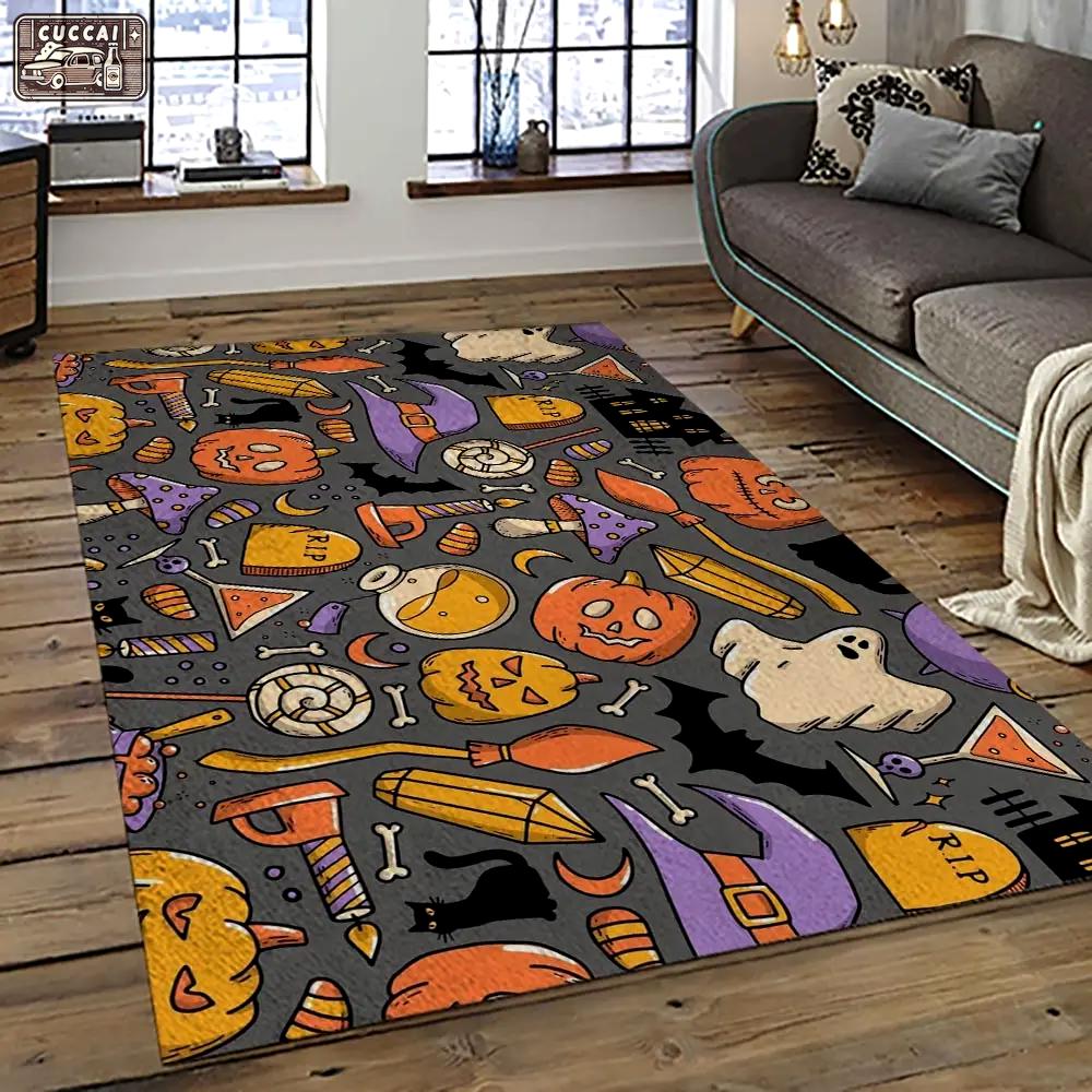 Halloween style pumpkin autumn retangle carpet area rug home decor halloween gift hal61 Rectangle Rug