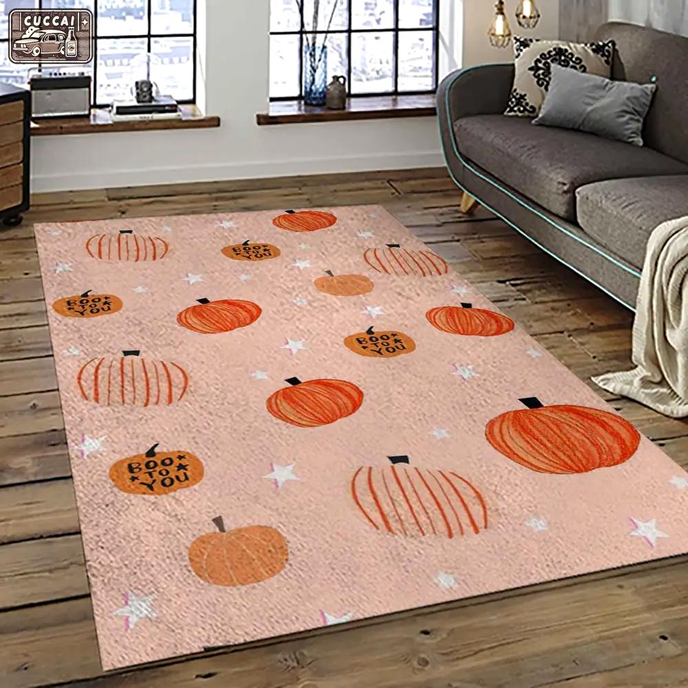 Halloween style pumpkin autumn retangle carpet area rug home decor halloween gift hal81 Rectangle Rug