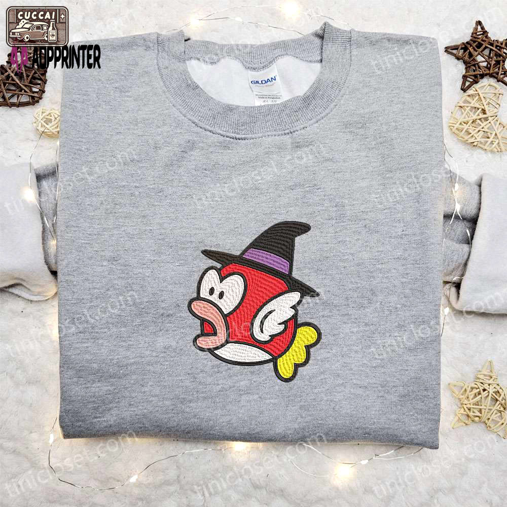 Halloween super mario witch cheep cheep shirt: funny sweatshirt & cute hoodie Embroidered Shirt