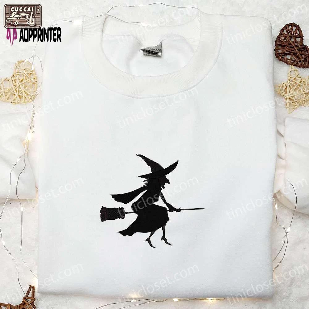 Halloween witch silhouette embroidered shirt – spirit halloween t-shirt perfect gift for halloween lovers Embroidered Shirt