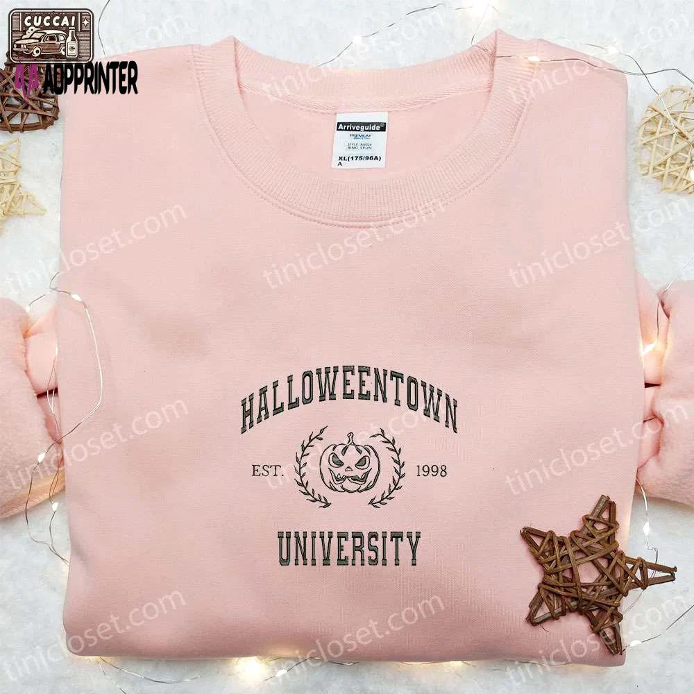 Halloweentown university est 1998 pumpkin embroidered sweatshirt: vintage halloween clothing Embroidered Shirt
