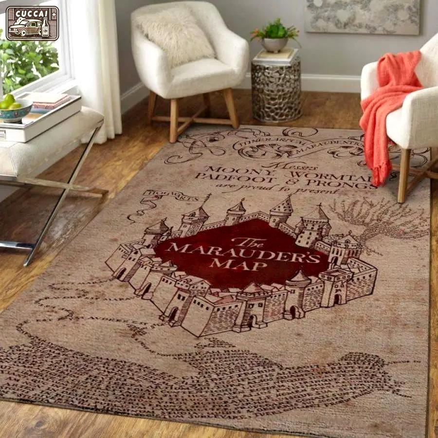 Harry potter marauders map area rug living room rug home decor movie ofd hp06 Rectangle Rug