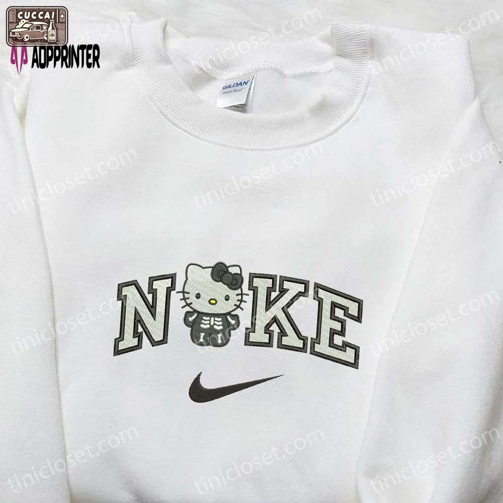 Hello kitty skeleton x nike cartoon embroidered sweatshirt – best halloween gift ideas Embroidered Shirt