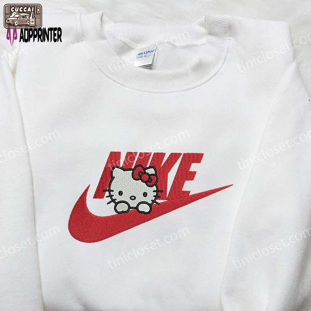 Hello kitty x nike embroidered shirt & custom sweatshirt: cute gifts for her Embroidered Shirt