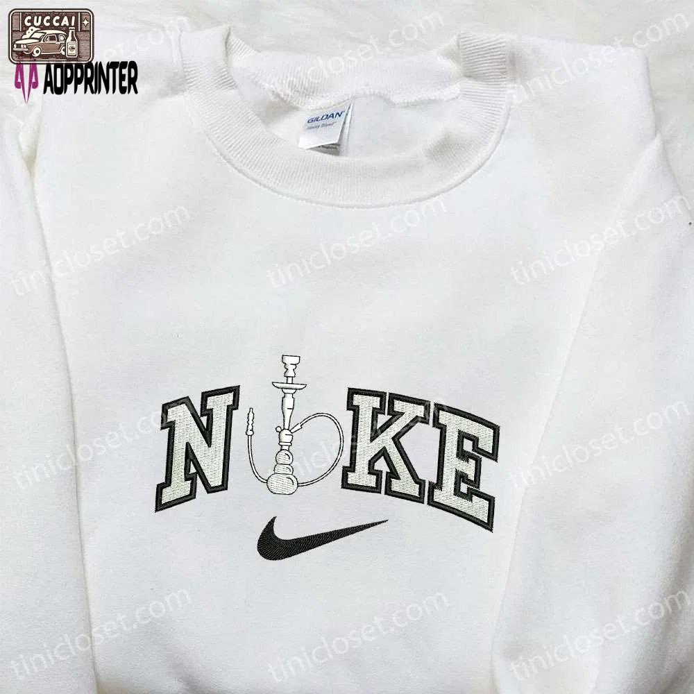 Hookah x nike embroidered shirt: unique nike inspired gift for family Embroidered Shirt