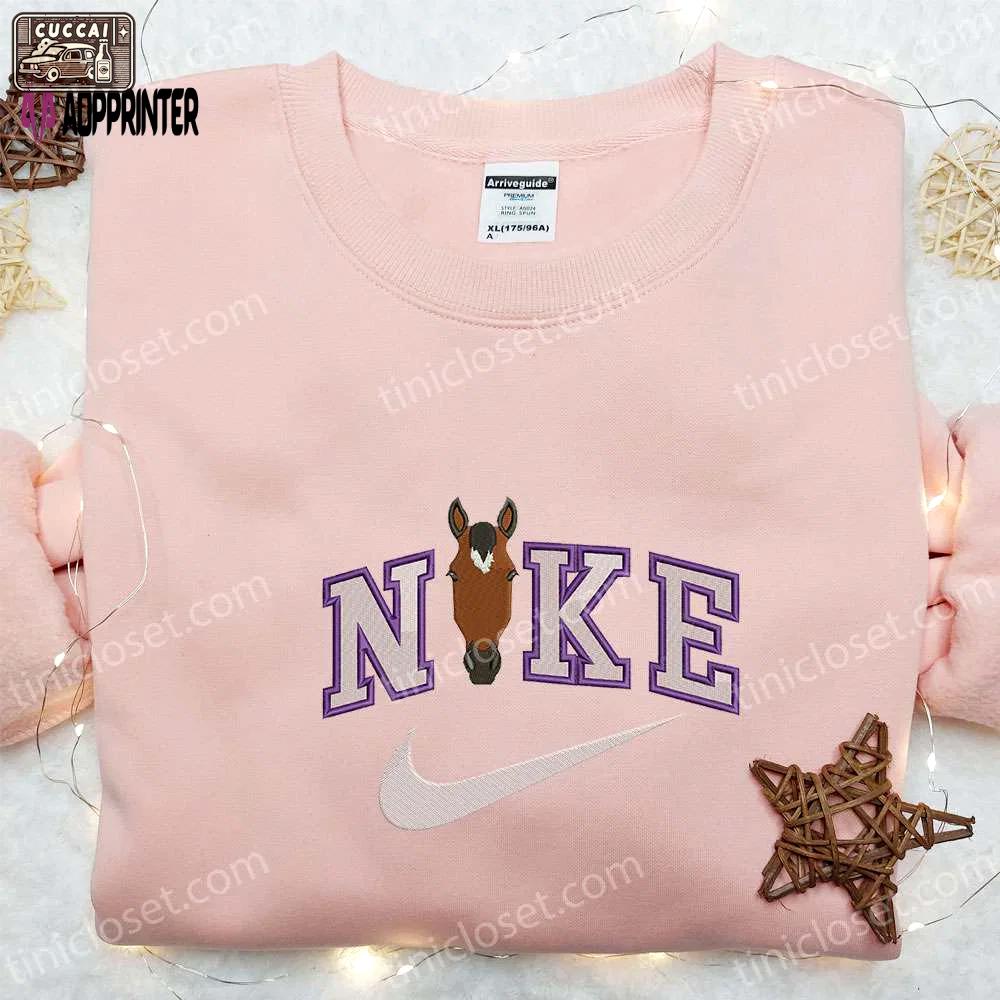 Horse face x nike: embroidered sweatshirt & shirt – animal inspired t-shirt Embroidered Shirt