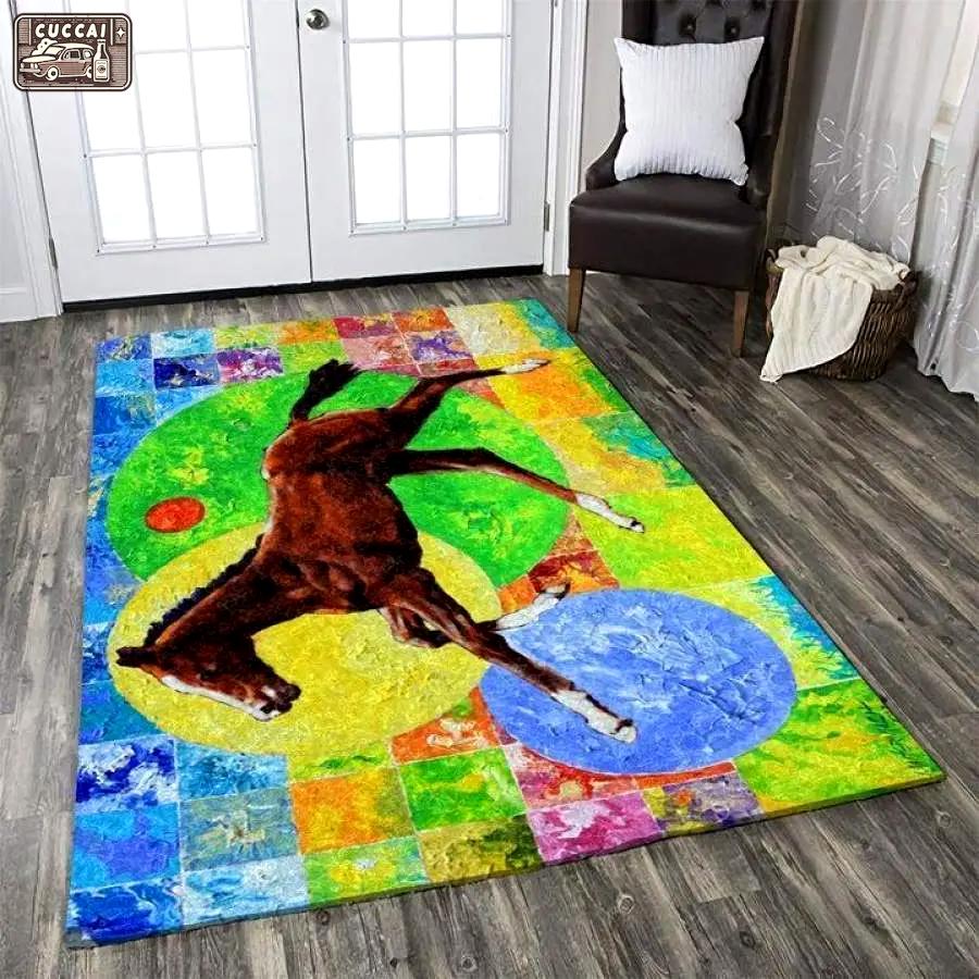 Horse hook area rug living room rug home decor Rectangle Rug