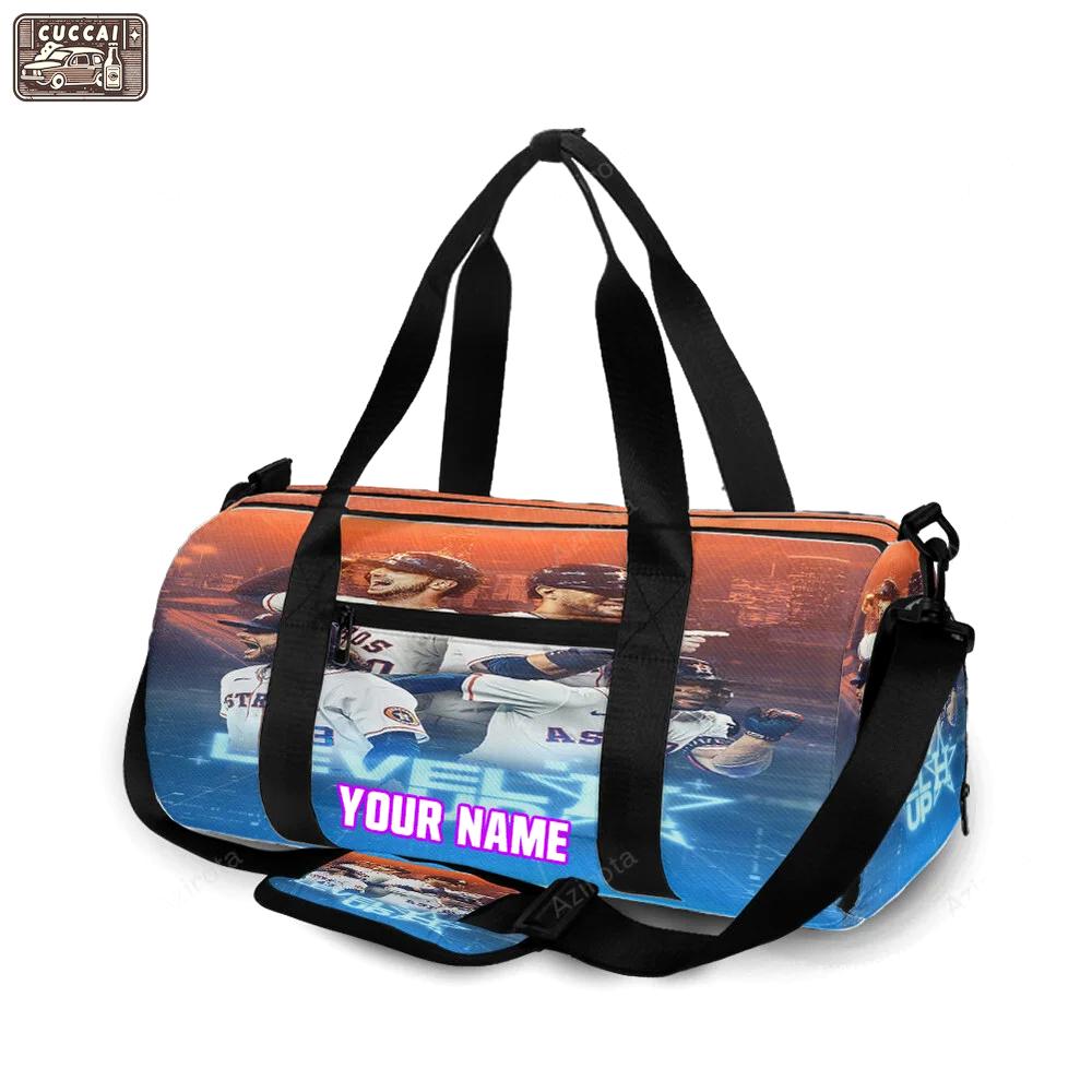 Houston astros team level up personalized name travel bag gym bag 453 Travel Bag