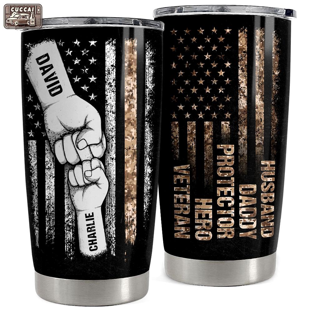 Husband daddy protector hero veteran personalized tumbler cup Personalized Tumbler