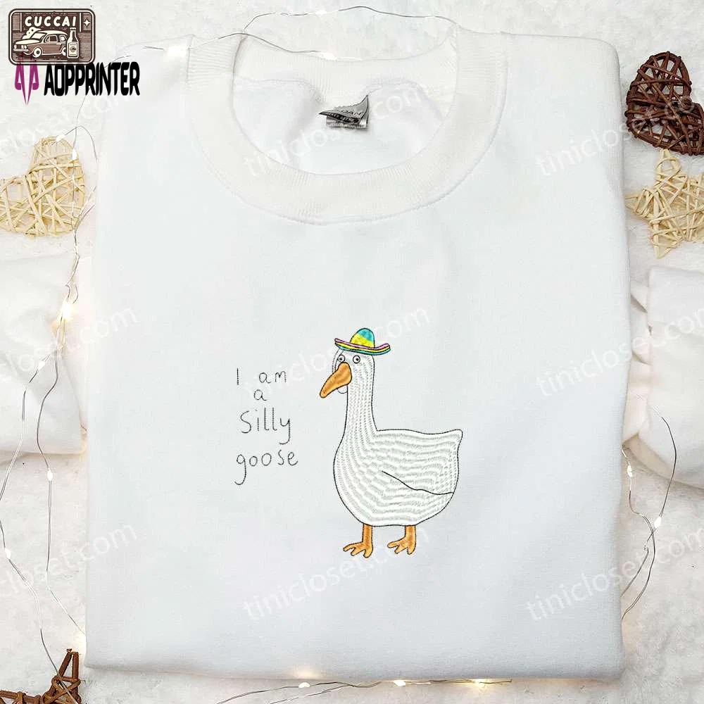 I am a silly goose embroidered shirt – funny animal design for a playful look Embroidered Shirt