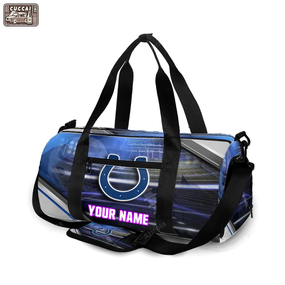 Indianapolis colts horseshoe helmet stadium personalized name travel bag gym bag 1402 Travel Bag