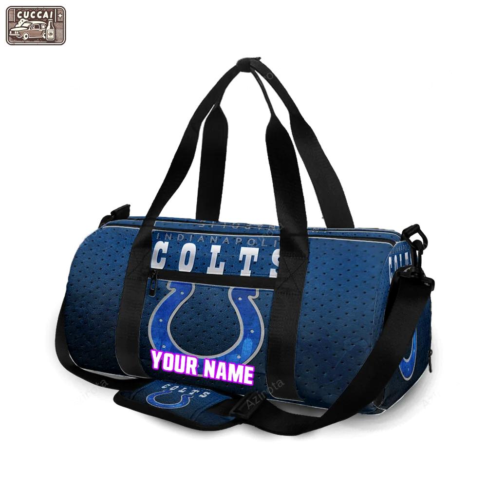 Indianapolis colts horseshoe polka dot navy personalized name travel bag gym bag 581 Travel Bag