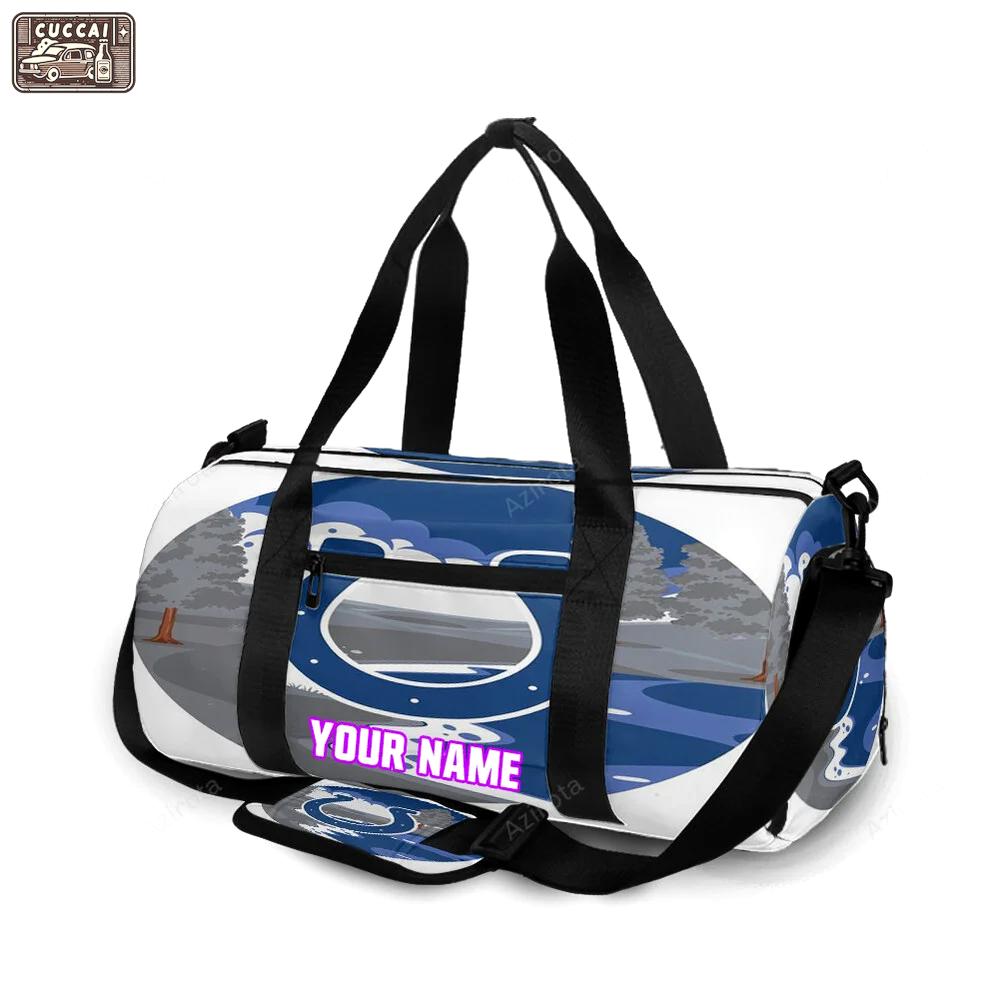 Indianapolis colts horseshoe sky lake personalized name travel bag gym bag 1377 Travel Bag