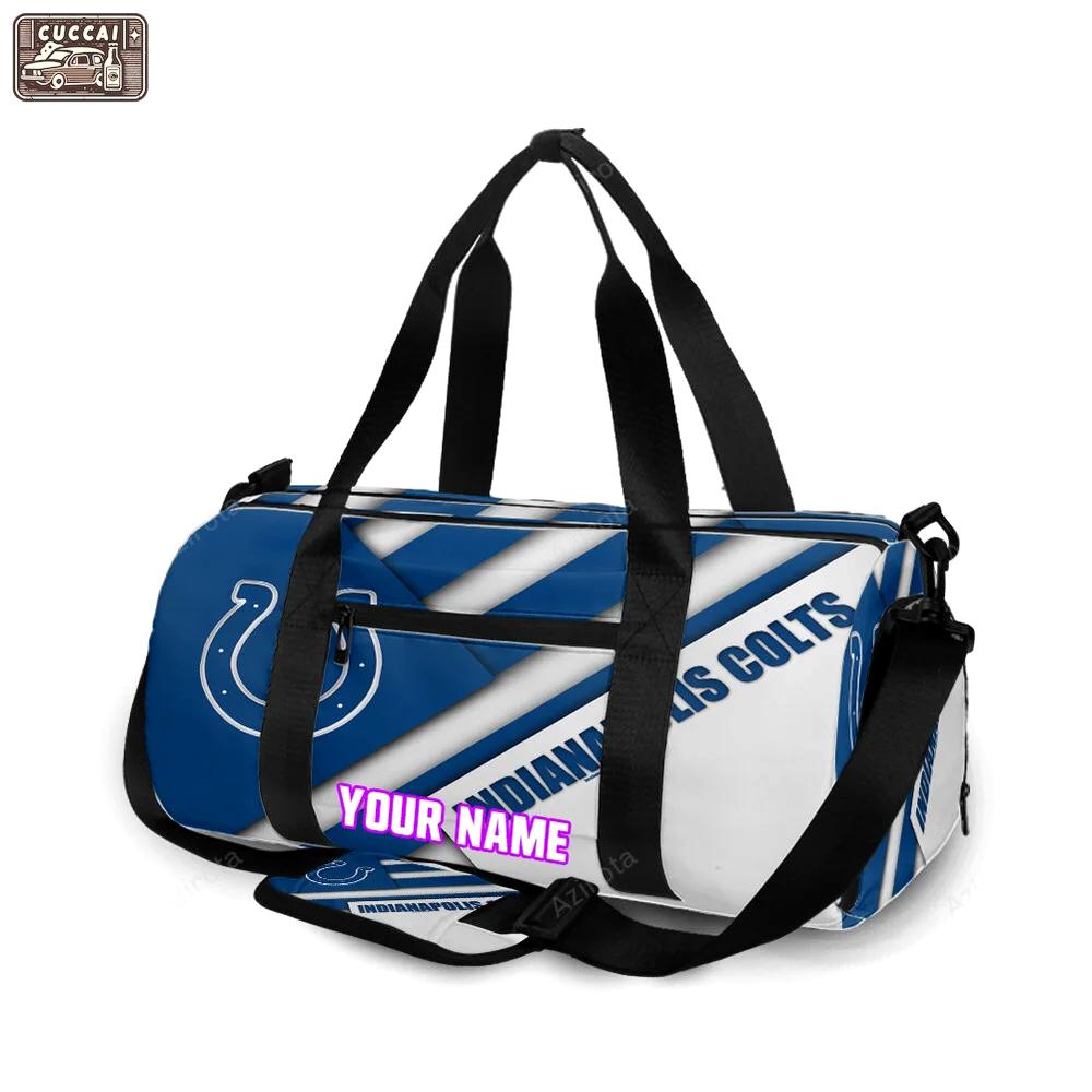 Indianapolis colts name blue white personalized name travel bag gym bag 1156 Travel Bag