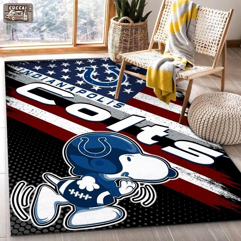 Indianapolis colts nfl snoopy us living room bed room rug regtangle carpet Rectangle Rug