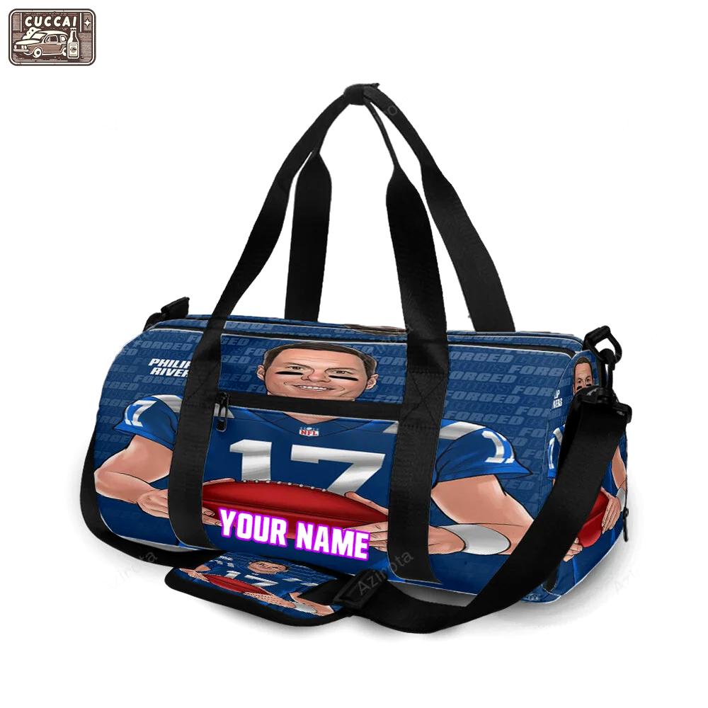 Indianapolis colts philip rivers2 personalized name travel bag gym bag 703 Travel Bag