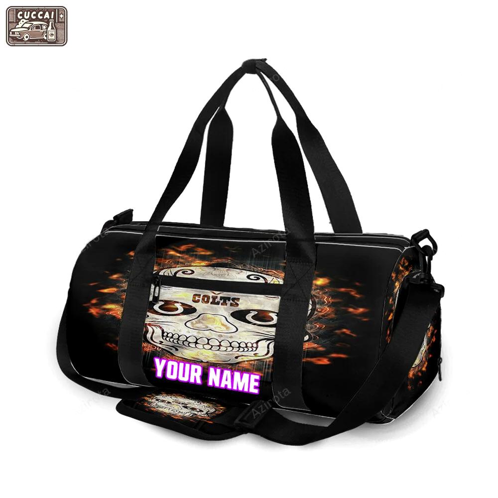 Indianapolis colts skull fire personalized name travel bag gym bag 135 Travel Bag