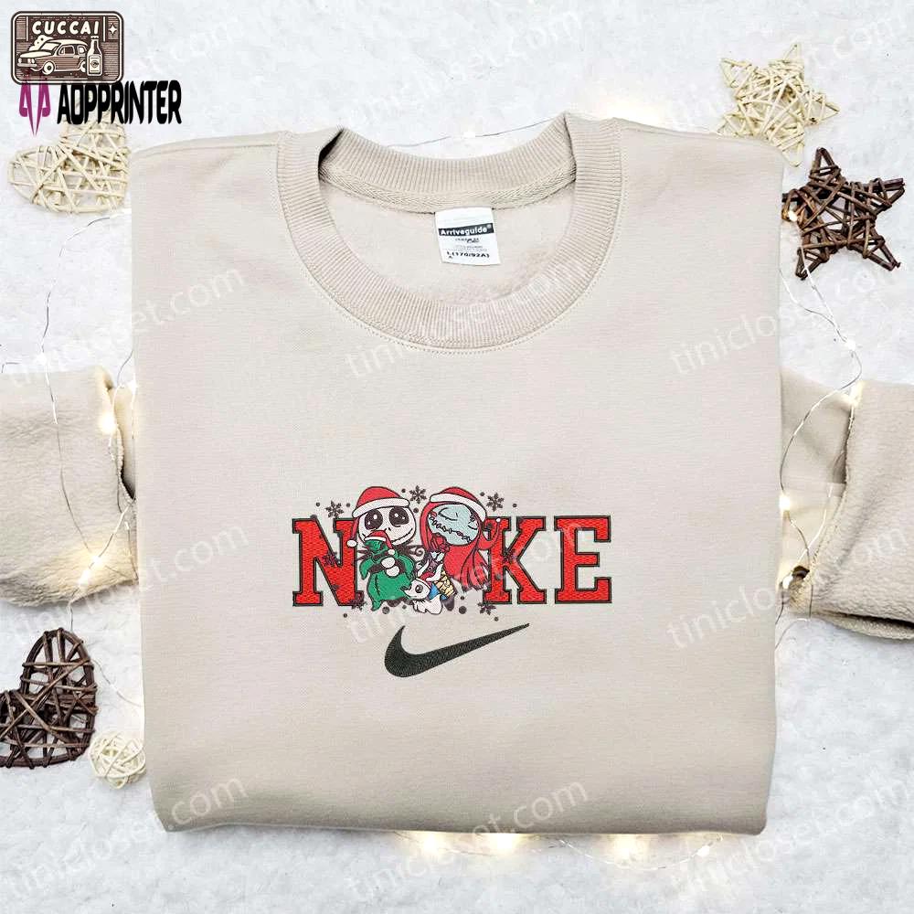 Jack sally & oogie boogie x nike christmas sweatshirt: embroidered movie merry shirt – best gift ideas Embroidered Shirt