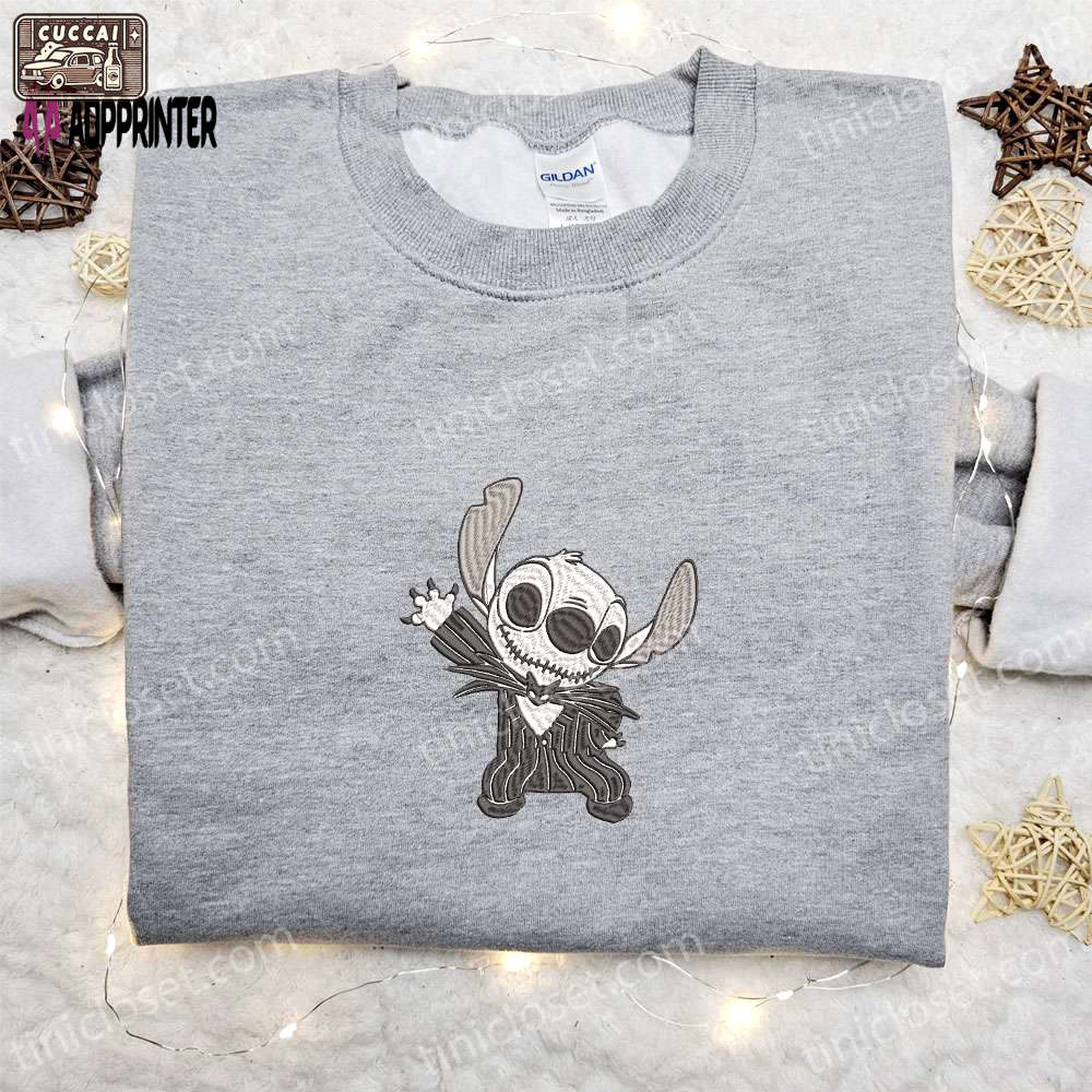 Jack skellington stitch cosplay embroidered sweatshirt disney halloween shirt funny t-shirt Embroidered Shirt