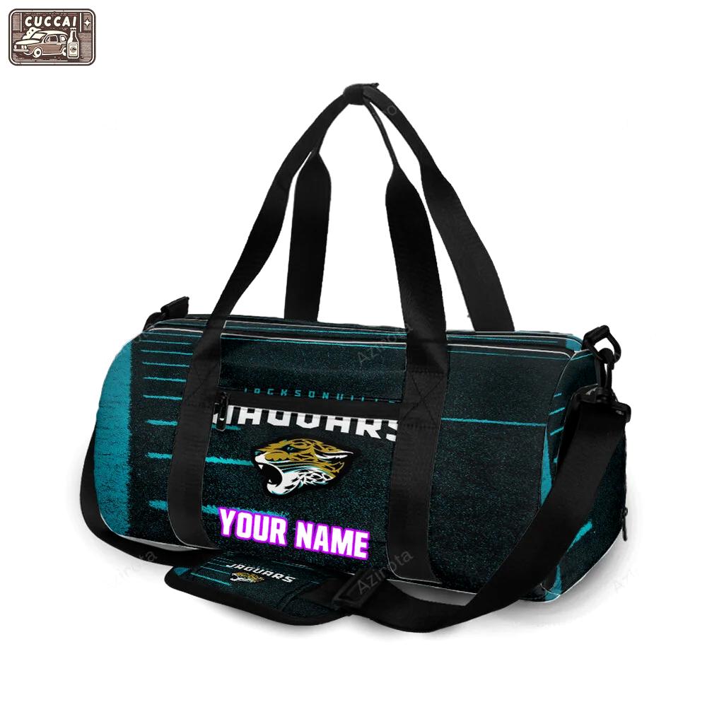 Jacksonville jaguars emblem grass field personalized name travel bag gym bag 1083 Travel Bag