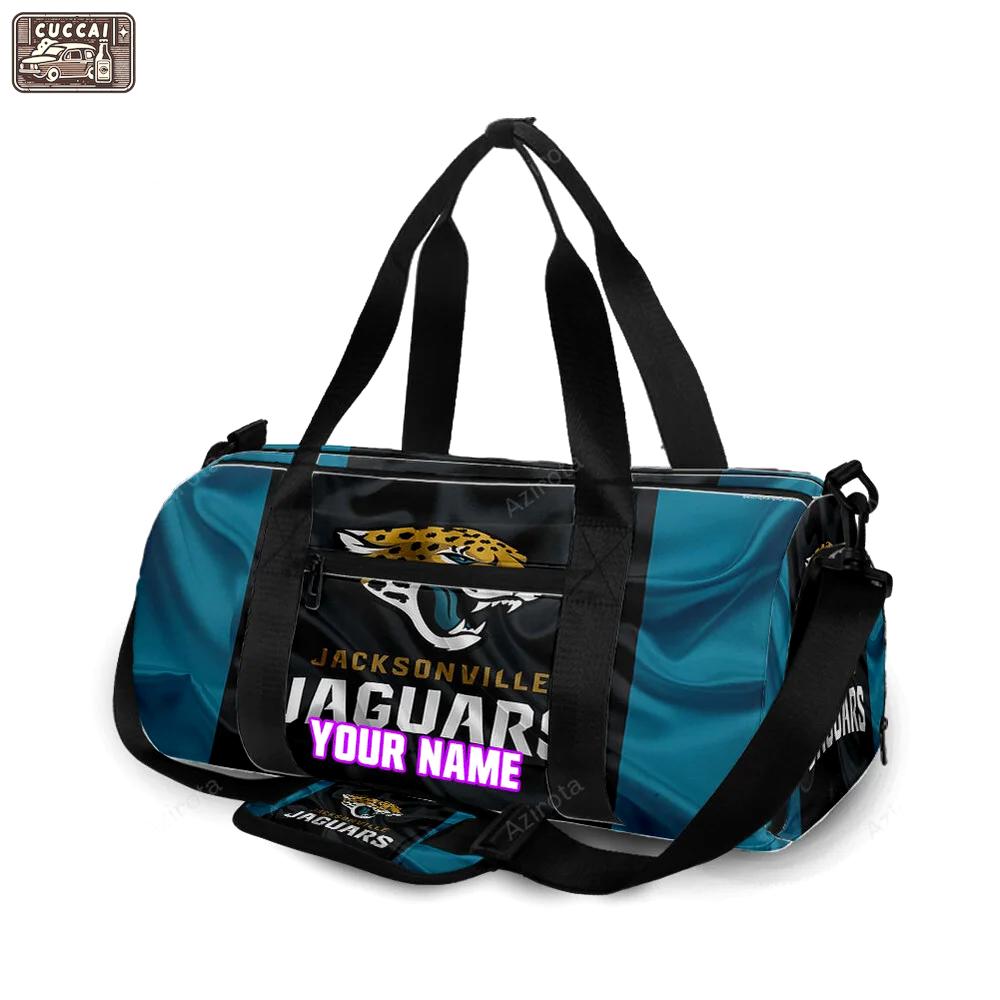 Jacksonville jaguars emblem silk texture personalized name travel bag gym bag 1375 Travel Bag