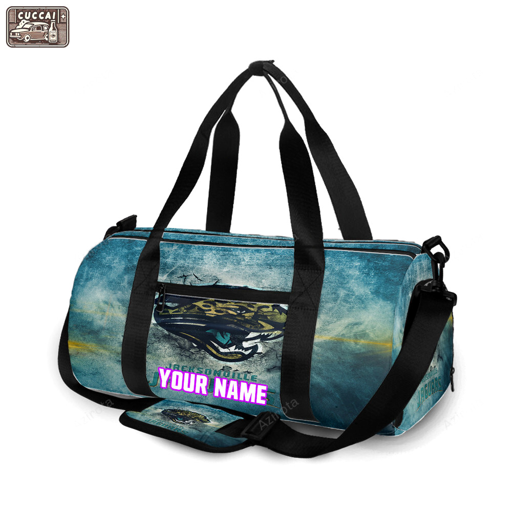 Jacksonville jaguars emblem vintage texture personalized name travel bag gym bag 254 Travel Bag