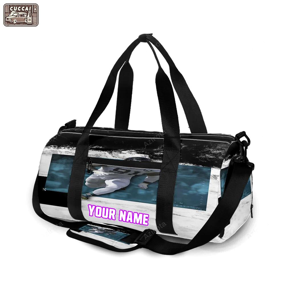 Jacksonville jaguars player no91 personalized name travel bag gym bag 1383 Travel Bag
