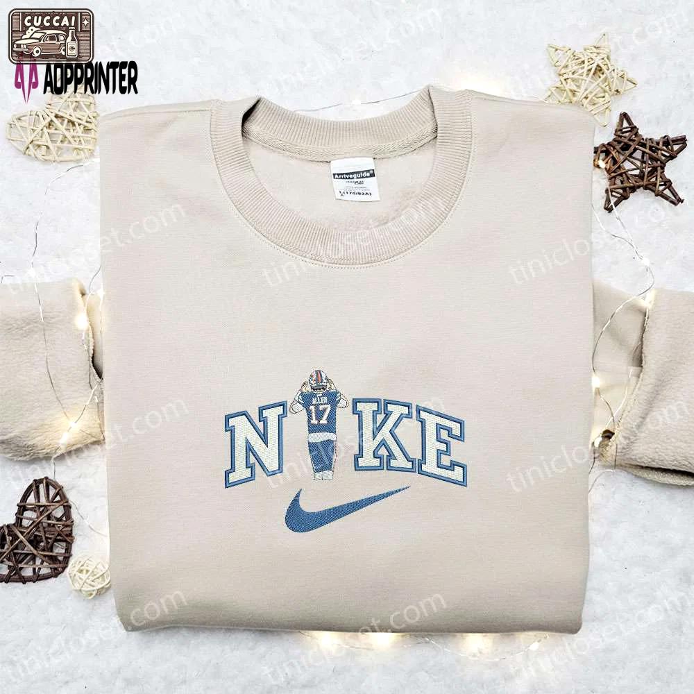 Josh allen x nike embroidered shirt & hoodie: ultimate nfl sports fandom gift Embroidered Shirt