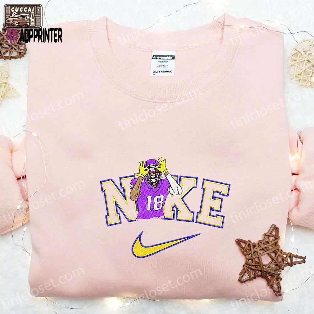 Justin jefferson x nike embroidered shirt & nfl sports hoodie – celebrity style apparel Embroidered Shirt