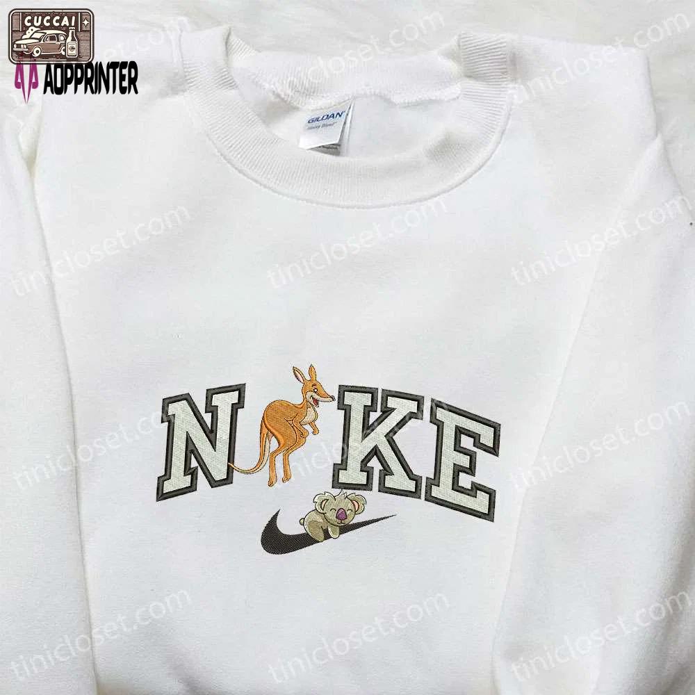 Kangaroo with koala x nike embroidered shirt: animal-inspired nike-infused design Embroidered Shirt