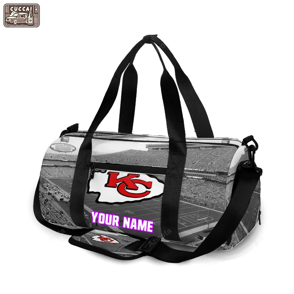 Kansas city chiefs arrowhead stadium personalized name travel bag gym bag 1447 Travel Bag