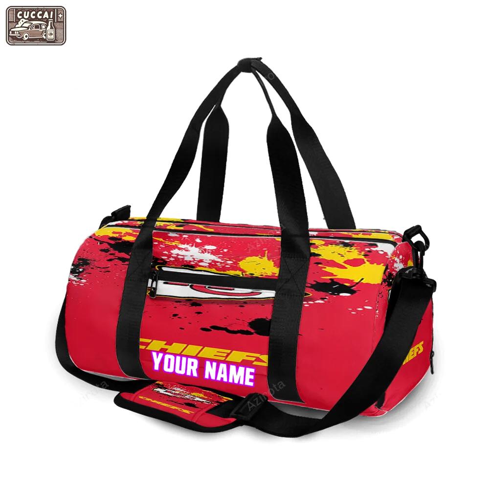 Kansas city chiefs emblem brush personalized name travel bag gym bag 1865 Travel Bag