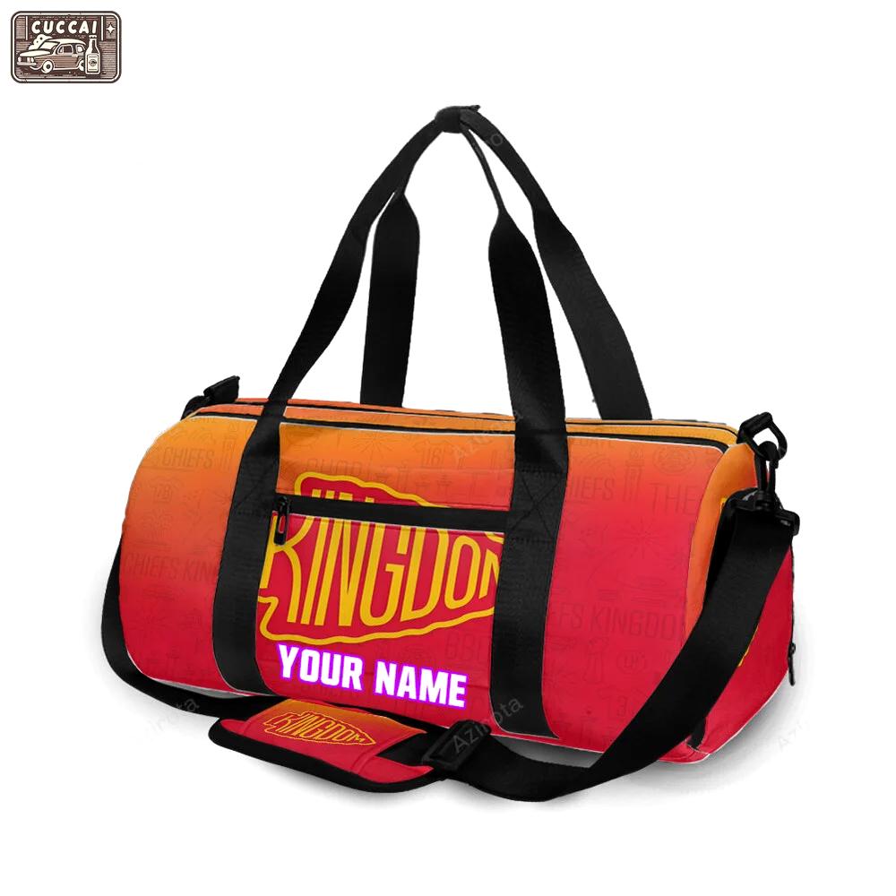 Kansas city chiefs emblem kingdom personalized name travel bag gym bag 1414 Travel Bag