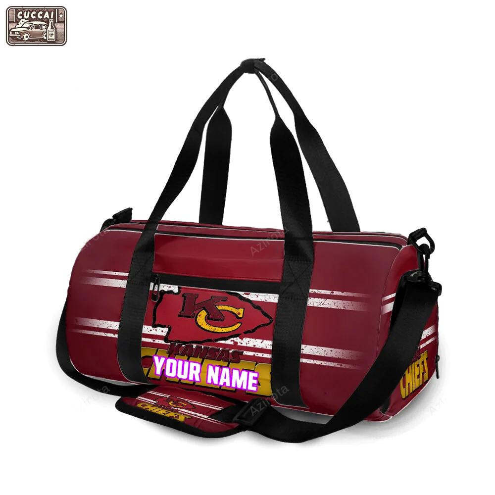 Kansas city chiefs emblem v1 personalized name travel bag gym bag 842 Travel Bag