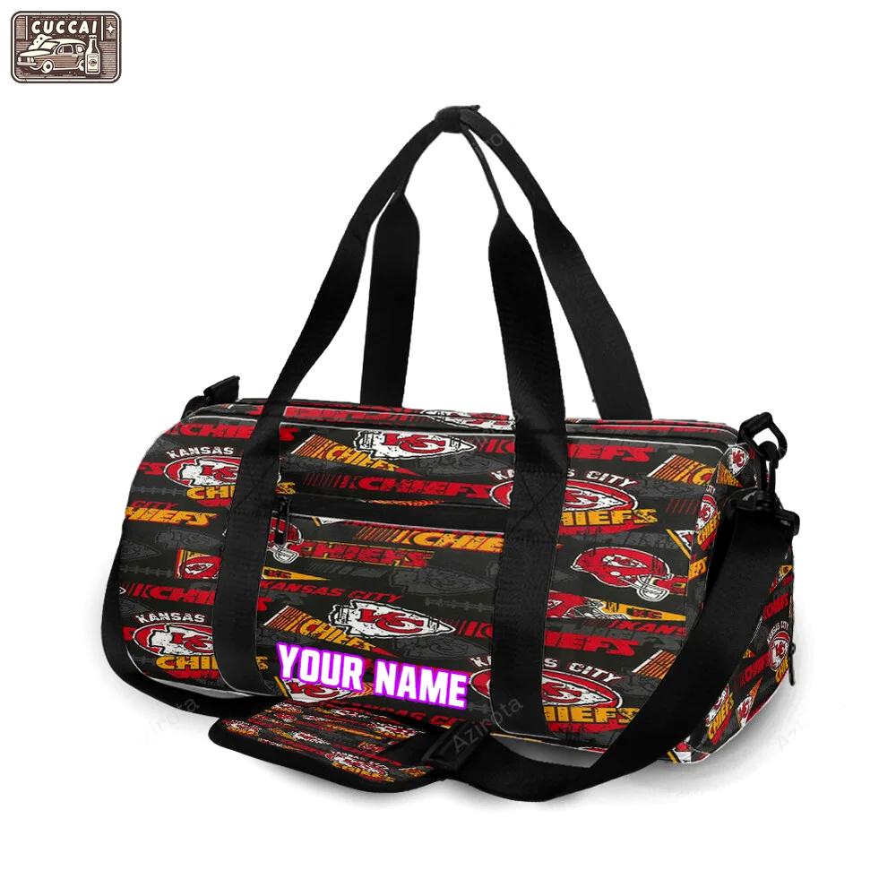 Kansas city chiefs emblem v9 personalized name travel bag gym bag 1373 Travel Bag