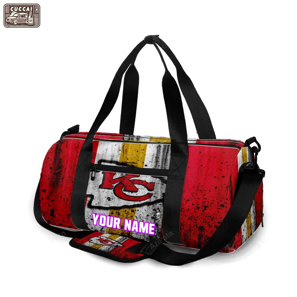 Kansas city chiefs grunge personalized name travel bag gym bag 2000 Travel Bag