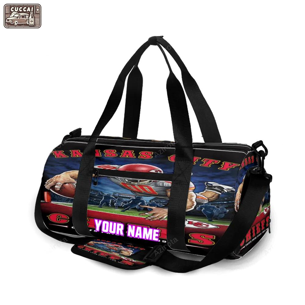 Kansas city chiefs mascot personalized name travel bag gym bag 920 Travel Bag