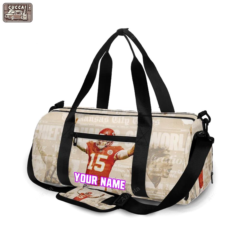 Kansas city chiefs patrick mahomes 15 v7 personalized name travel bag gym bag 266 Travel Bag