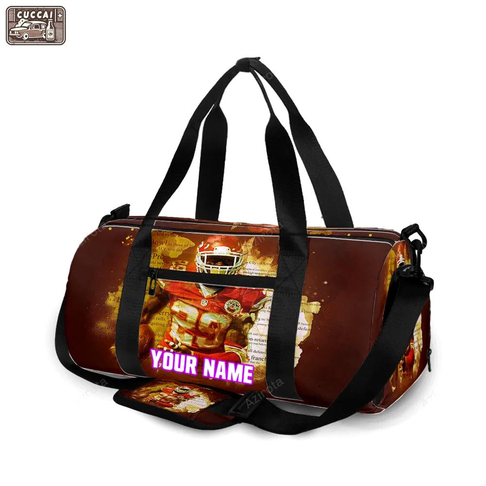Kansas city chiefs player 27 quote personalized name travel bag gym bag 527 Travel Bag