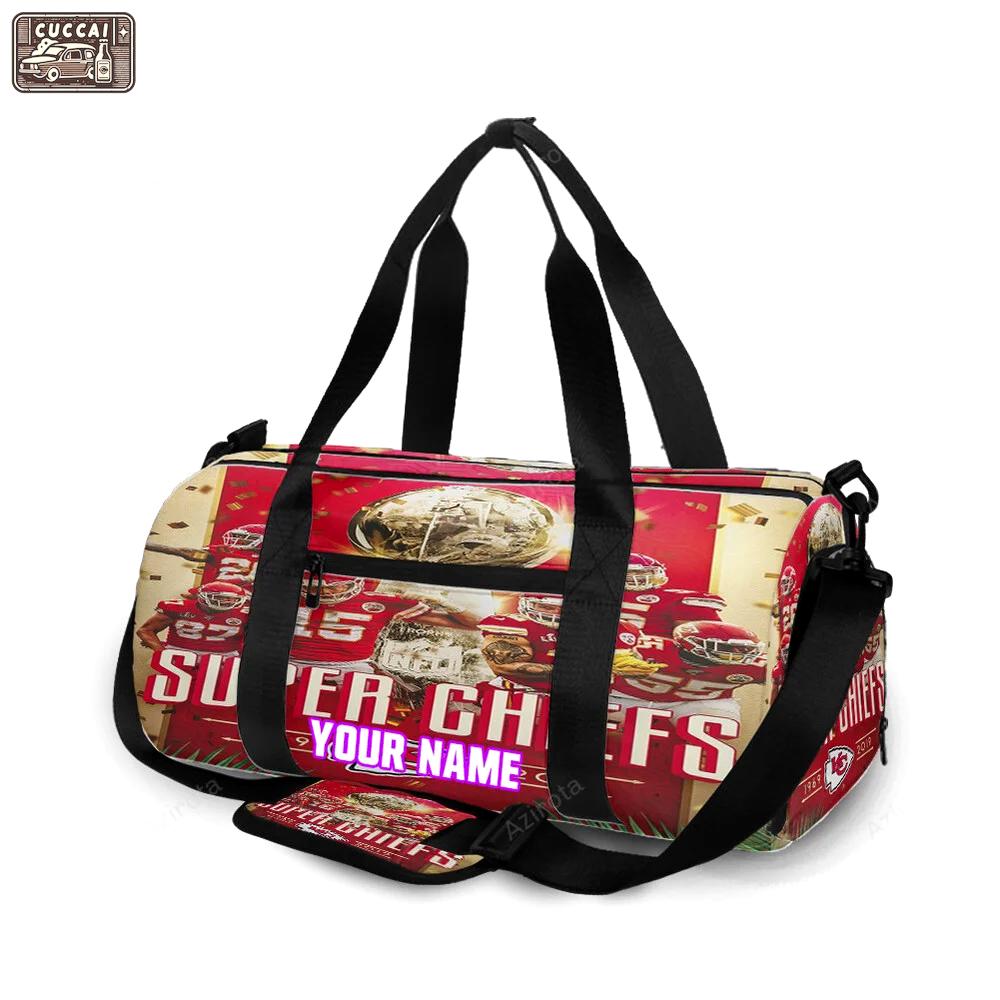 Kansas city chiefs team v6 personalized name travel bag gym bag 588 Travel Bag