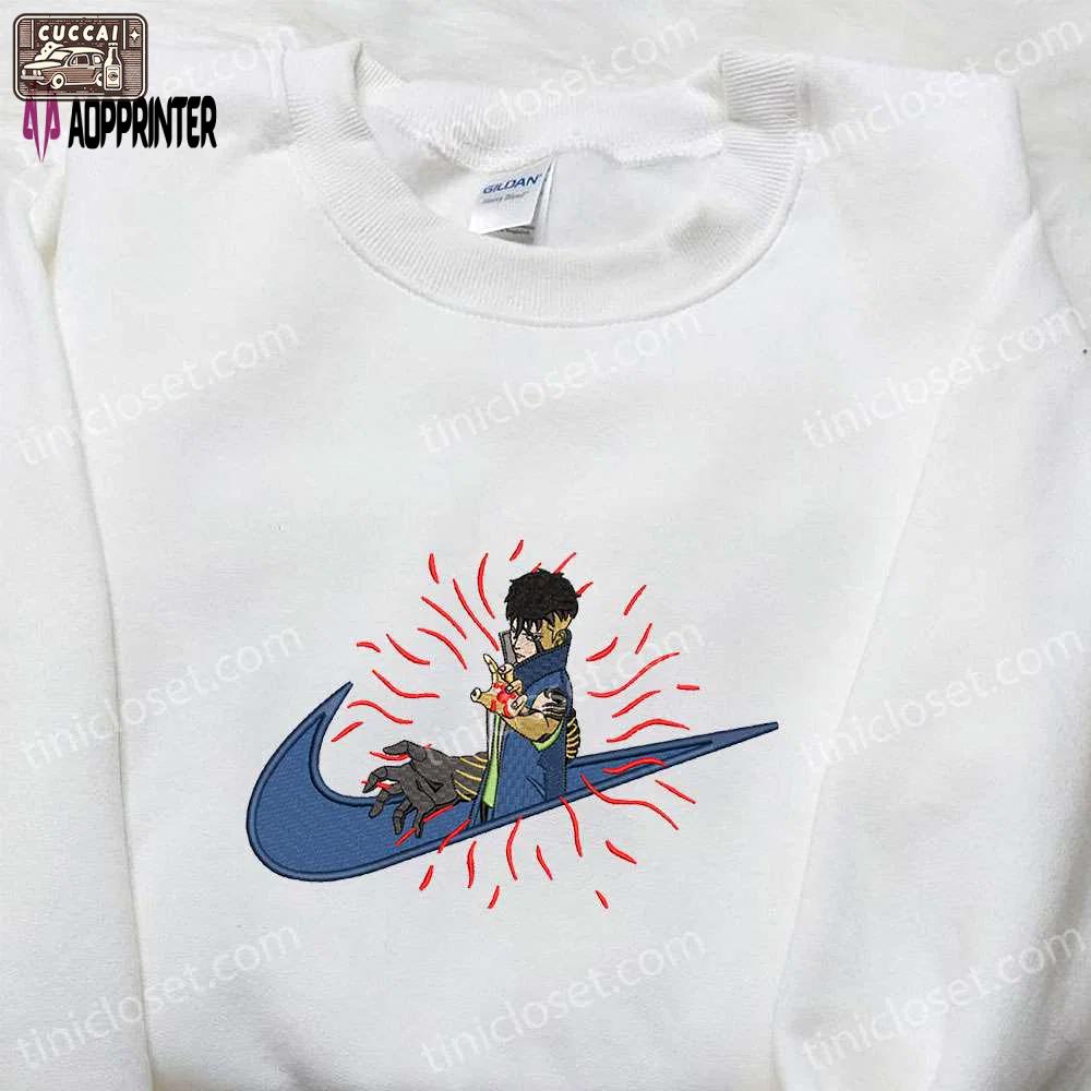 Kawaki x nike swoosh anime embroidered shirt – naruto inspired nike inspired trendy design Embroidered Shirt