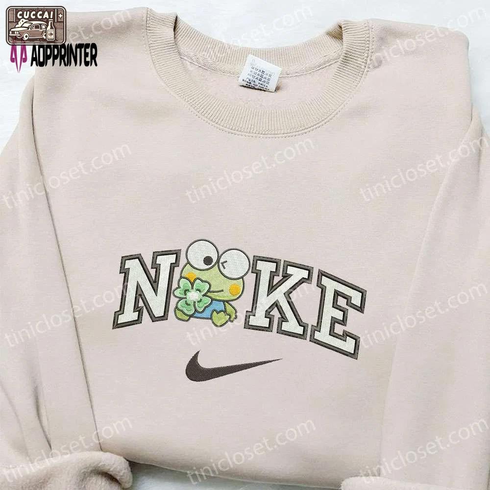 Keroppi flower x nike embroidered sweatshirt: cartoon & nike inspired shirt Embroidered Shirt