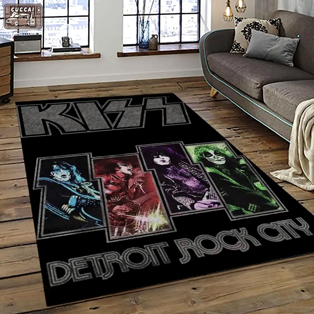 Kiss rock band music retangle carpet area rug home decor best gift for fan and friends as24 Rectangle Rug
