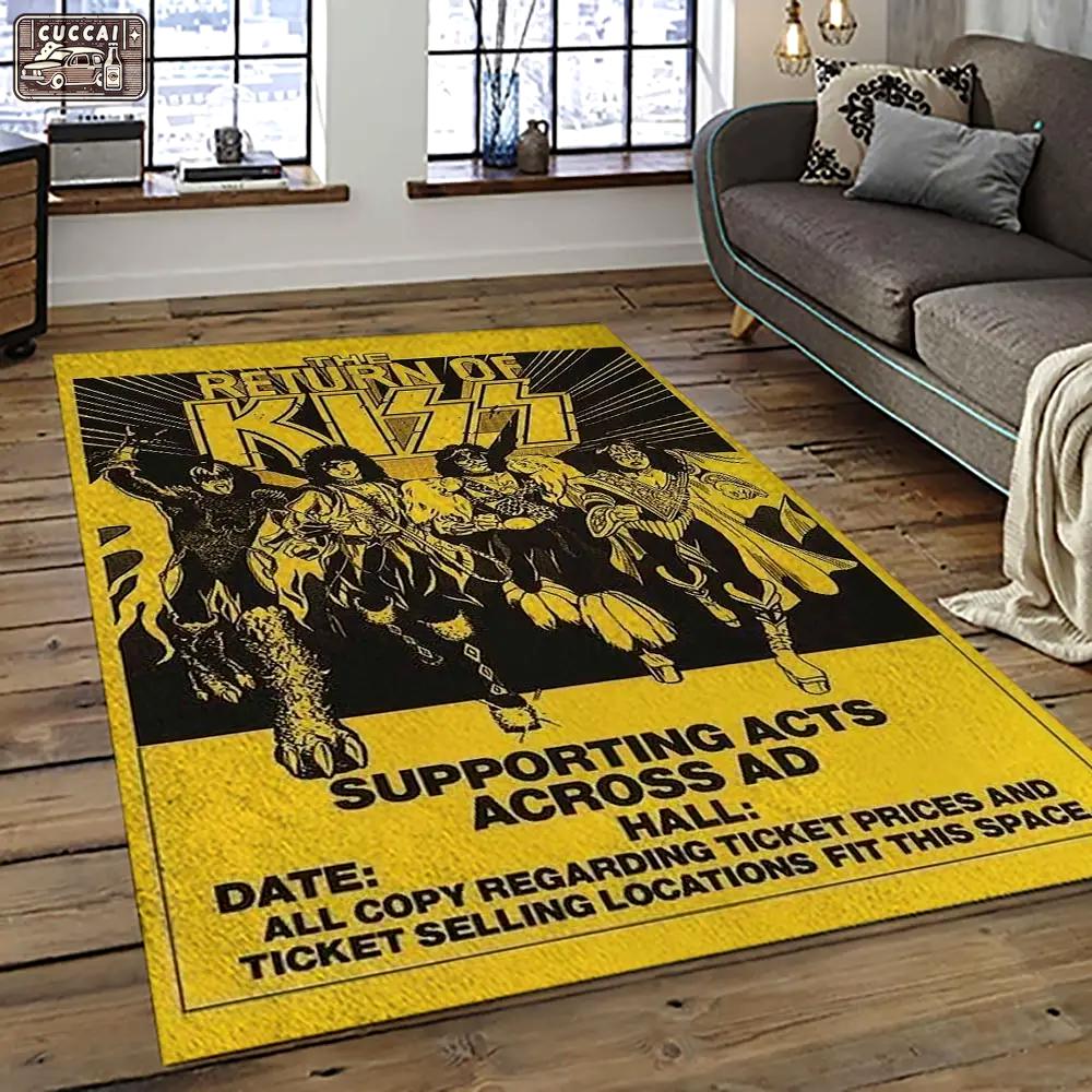 Kiss rock band music retangle carpet area rug home decor best gift for fan and friends as3 Rectangle Rug