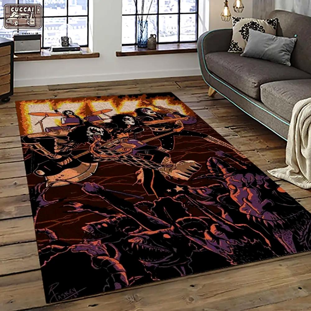 Kiss rock band music retangle carpet area rug home decor best gift for fan and friends as40 Rectangle Rug