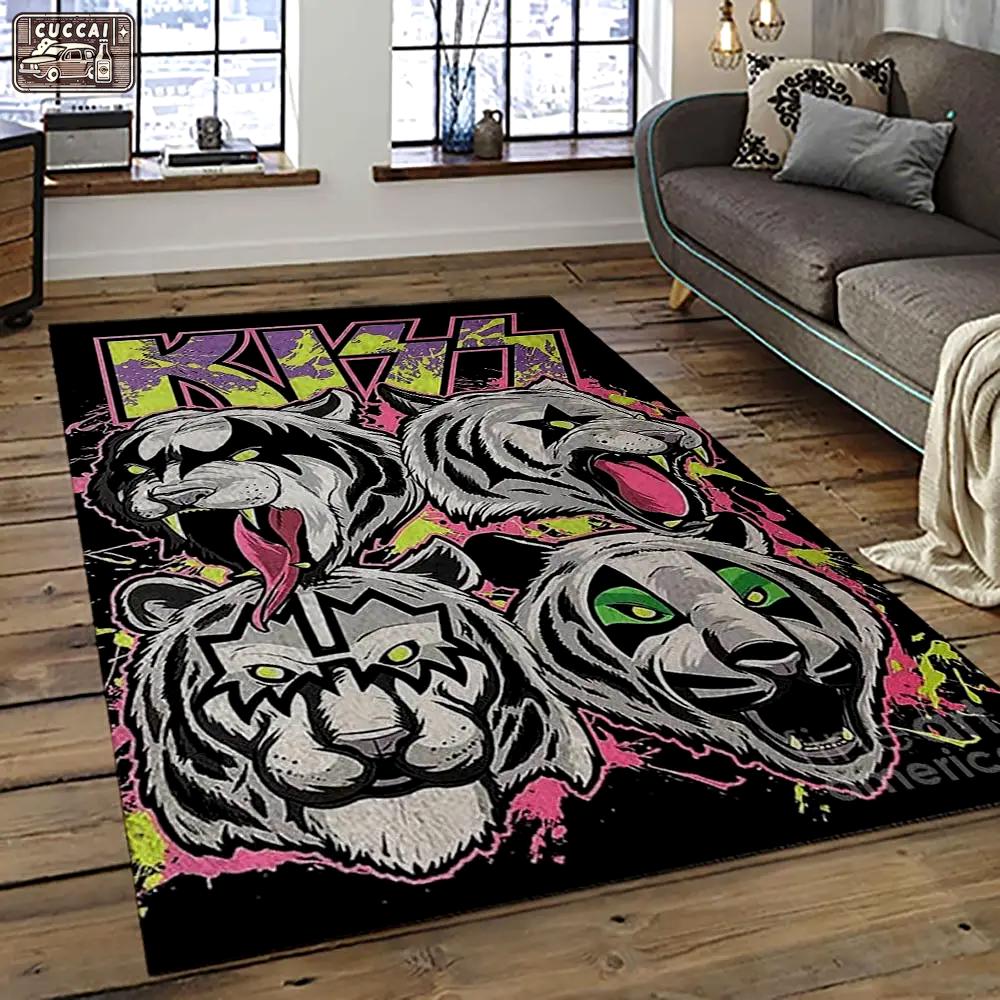 Kiss rock band music retangle carpet area rug home decor best gift for fan and friends as57 Rectangle Rug