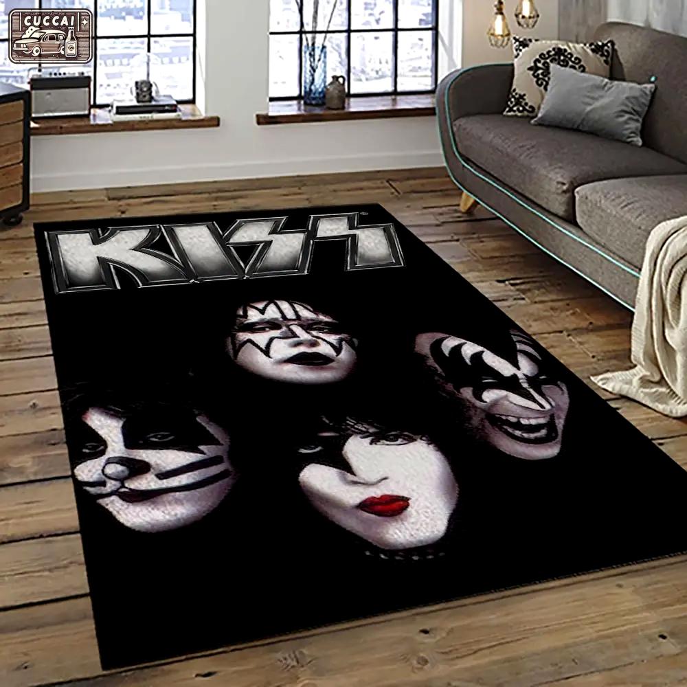 Kiss rock band music retangle carpet area rug home decor best gift for fan and friends as84 Rectangle Rug