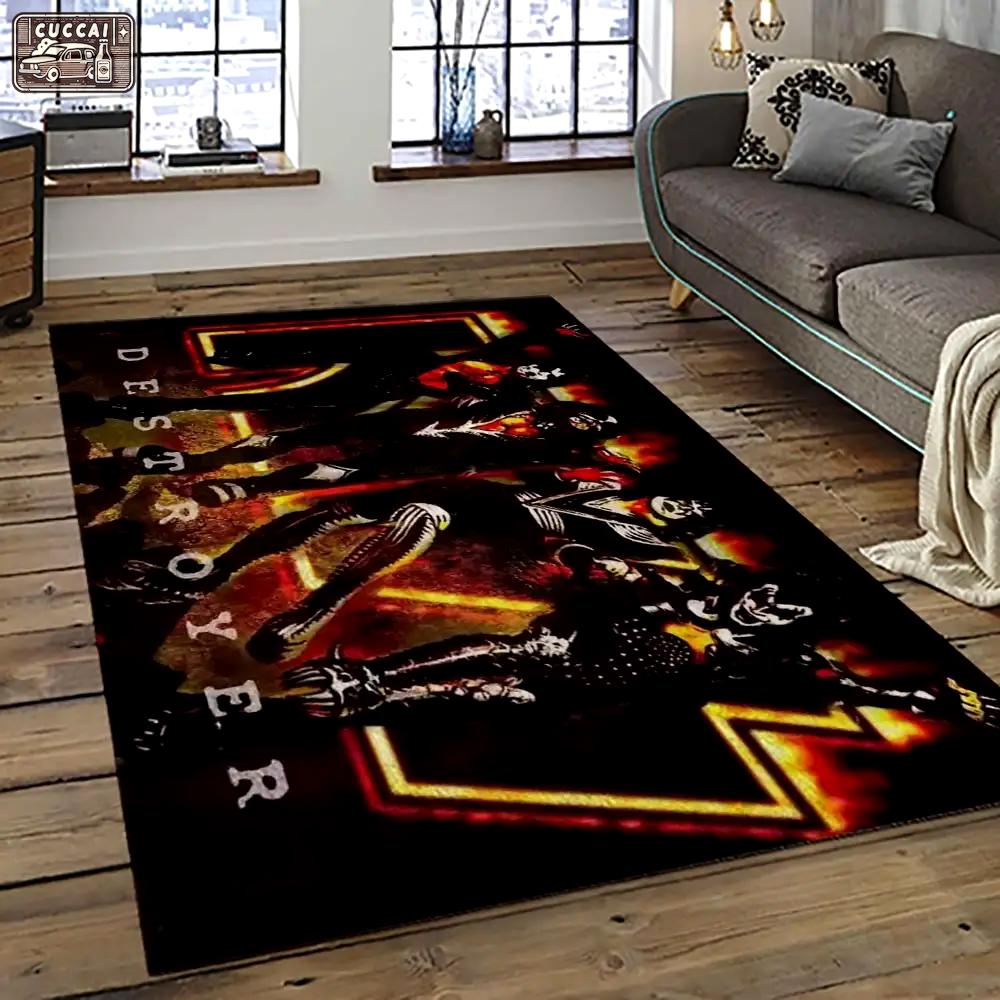Kiss rock band music retangle carpet area rug home decor best gift for fan and friends as89 Rectangle Rug