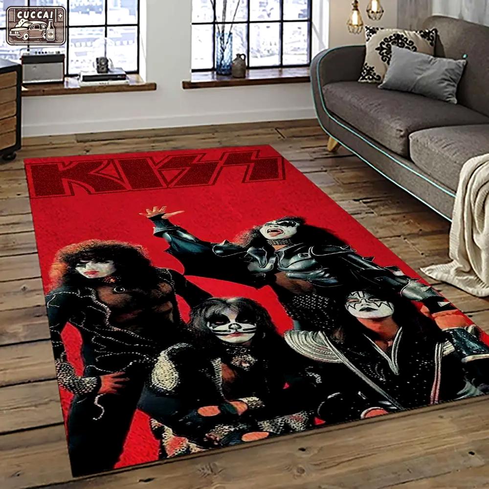 Kiss rock band music retangle carpet area rug home decor best gift for fan and friends as91 Rectangle Rug
