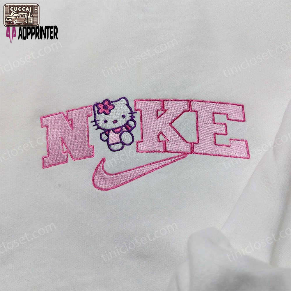 Kitty nike embroidered sweatshirt – nike inspired hoodie perfect girlfriend gift Embroidered Shirt